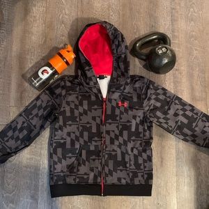 Kids Under Armour Hoodie Zip-up jacket Gray Black